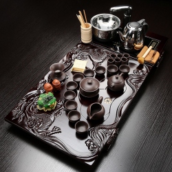 Bộ bàn trà gỗ điện đa năng đen hình...
