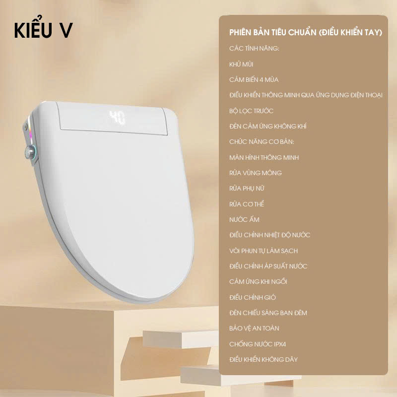 Nắp bồn cầu thông minh đa chức năng cho gia đình sưởi ấm tức thì NBCTM002