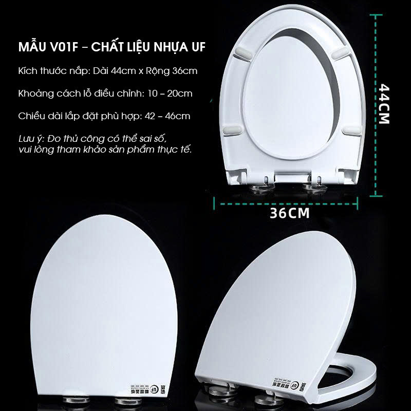 Nắp Bồn Cầu Đóng Mở Êm Ái Chất Liệu Nhựa UF Bền Đẹp NBCTM010