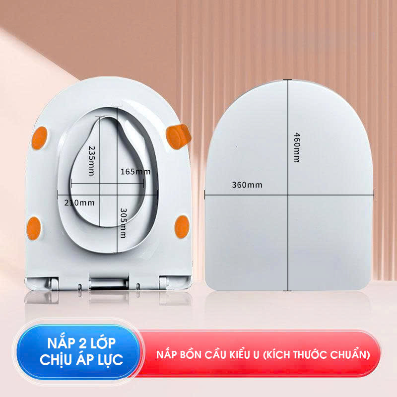 Nắp Bồn Cầu Nhựa PP Nguyên Sinh Cao Cấp Mẫu Trắng Bóng Dễ Lau Chùi NBCTM012