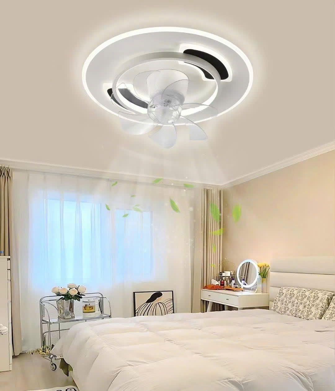 Quạt ốp trần đèn hình Oval 160