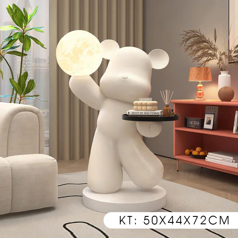 Tượng Decor trang trí gấu cầm mặt trăng cực độc đáo 028