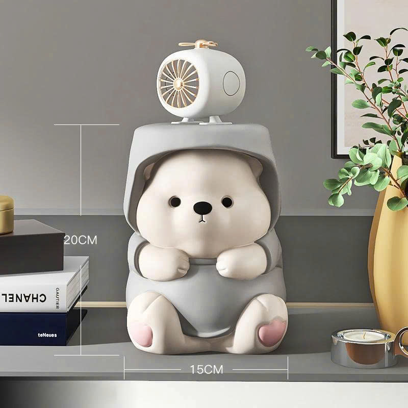 Tượng decor trang trí gấu đáng yêu kèm kệ để đồ mini cao cấp 034