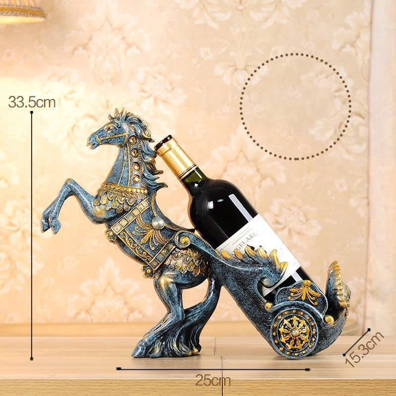 Kệ để rượu decor trang trí ngựa kéo xe sang trọng đẳng cấp lịch lãm 045