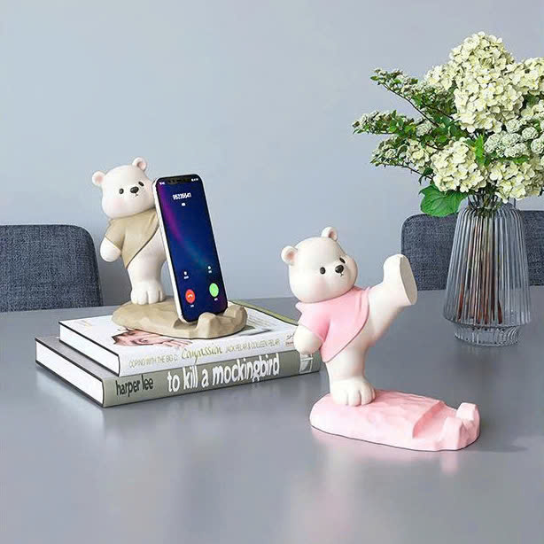 Giá đỡ điện thoại decor trang trí hình gấu trắng cao cấp 047