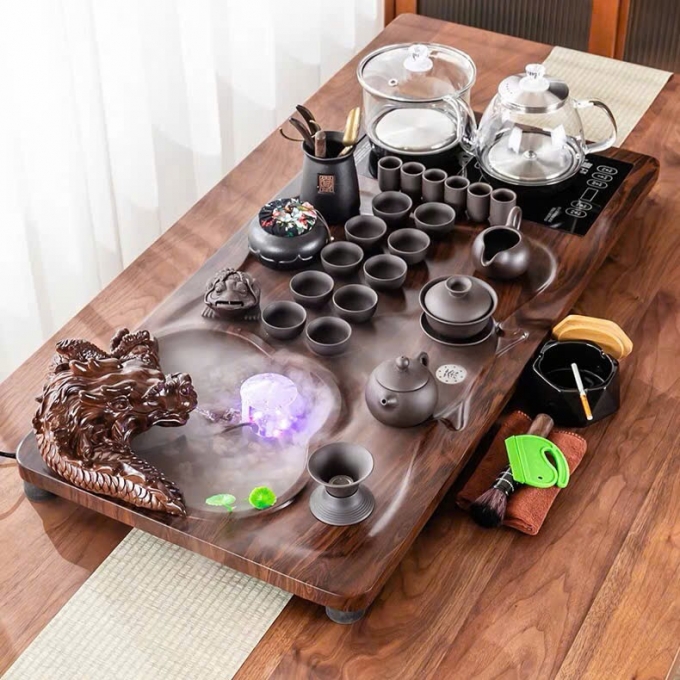 Bộ bàn trà điện thông mỉnh Rồng phun nước phong thủy tài lộc 0082