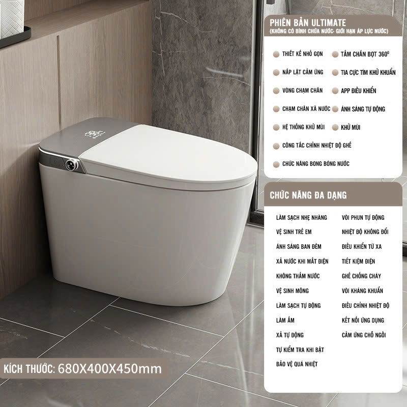 Bồn cầu toilet thông minh hoàn toàn tự động cao cấp 005