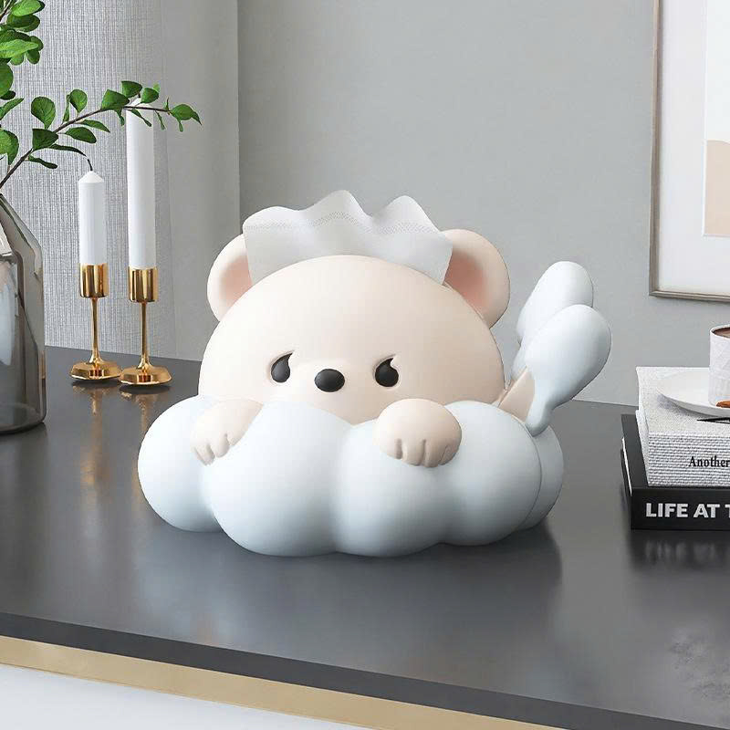 Hộp đựng khăn giấy rút decor trang trí hình gấu bông mây dễ thương 026