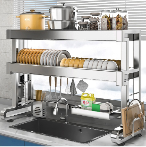 Kệ để bồn rửa chén bát thoát nước bằng thép không gỉ 304 đa năng 079