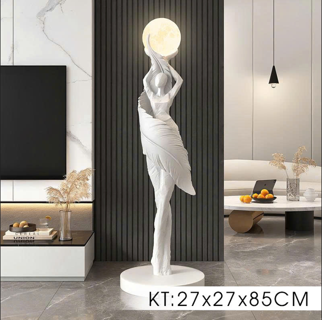 Tượng decor trang trí nữ thần và ánh trăng nghệ thuật 007
