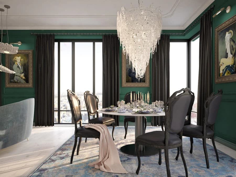 3 phong cách thiết kế nội thất phòng khách tone xanh cực sang chảnh