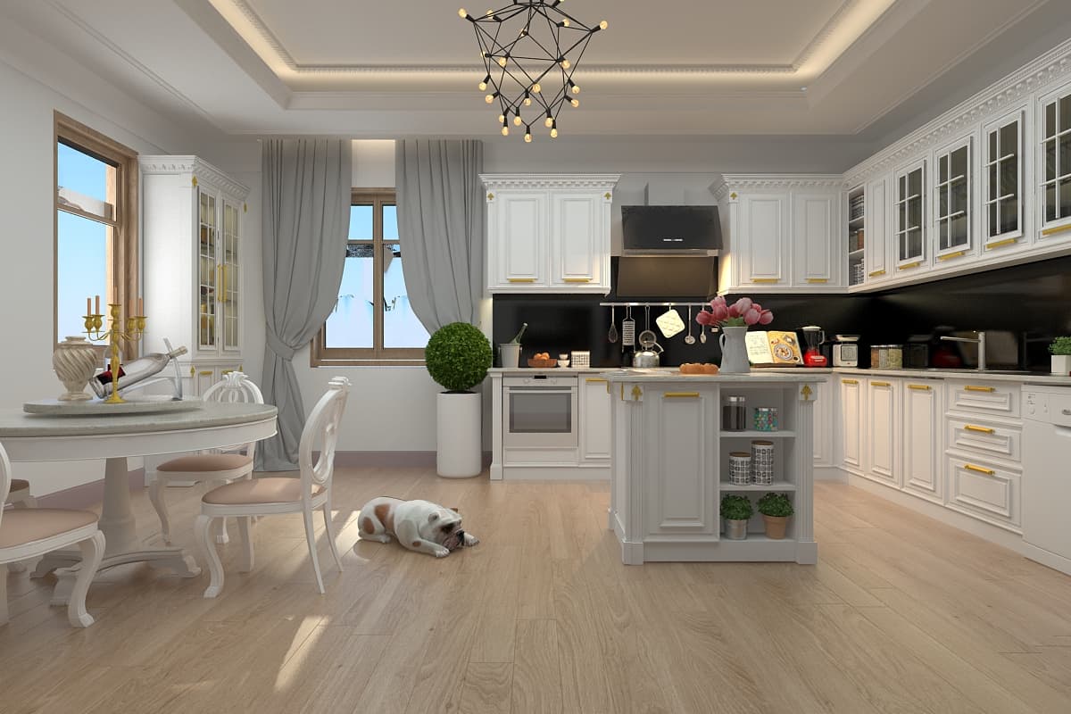 Thiết kế nội thất phòng bếp tân cổ điển 117