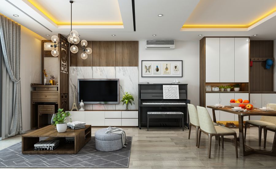 Gói dịch vụ thiết kế nội thất phòng khách nhà ở chung cư cao cấp đẹp giá rẻ tphcm