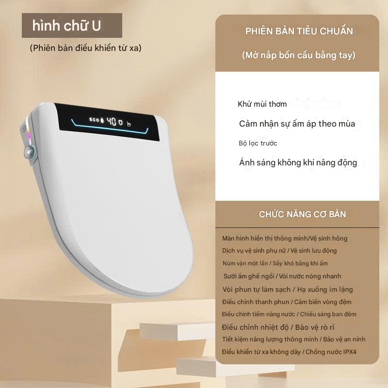 Nắp Bồn Cầu Thông Minh Khử Mùi và Điều Khiển Từ Xa NBCTM003