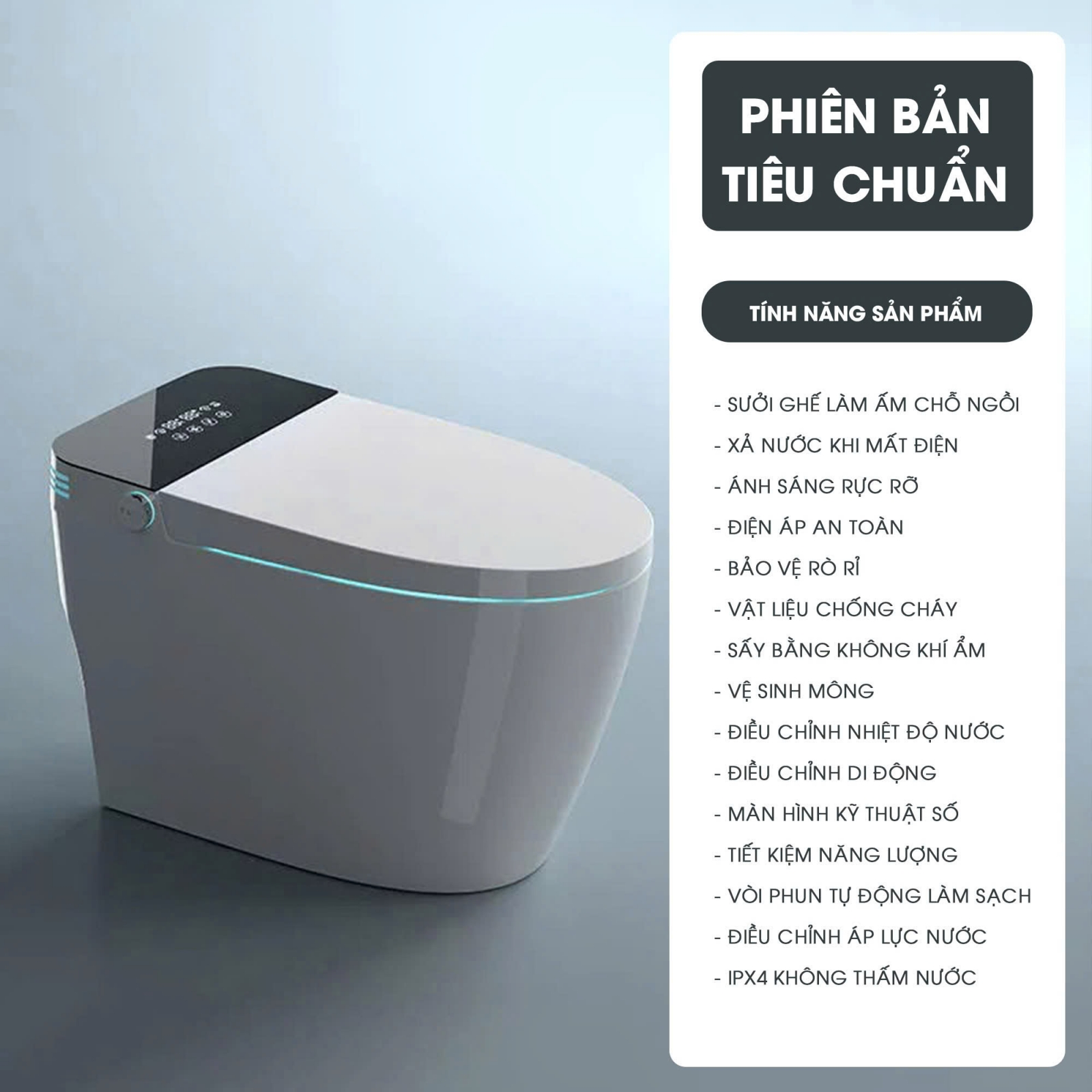 Bồn cầu thông minh tự động vệ sinh điện áp an toàn 031