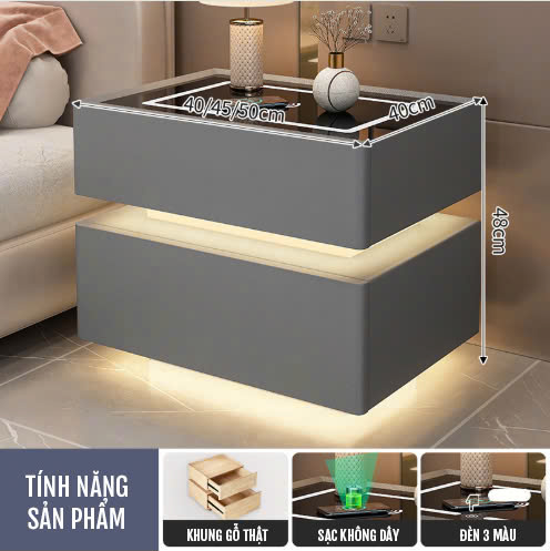 Tủ đầu giường thông minh đa chức năng hiện đại để phòng ngủ TĐG003