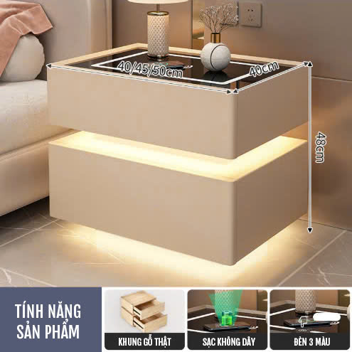 Tủ đầu giường thông minh đa chức năng hiện đại để phòng ngủ TĐG003