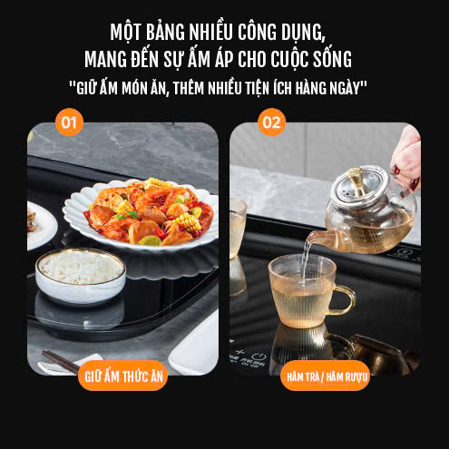 Mâm vuông hâm nóng thức ăn hẹn giờ thông minh 002