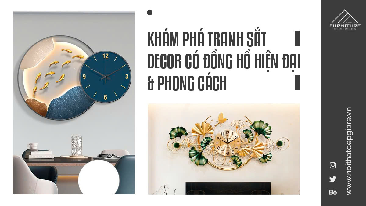 Khám Phá Tranh Sắt Decor Có Đồng Hồ Hiện Đại & Phong Cách