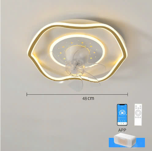 QTD174 - Quạt Trần Đen LED Sao Đêm Ánh Sáng Cao Cấp