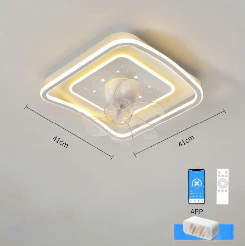 QTD175 - Quạt Trần Đèn Vuông Vầng Sao LED Thông Minh Điều Khiển Từ Xa