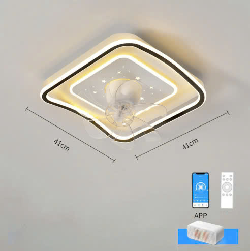 QTD175 - Quạt Trần Đèn Vuông Vầng Sao LED Thông Minh Điều Khiển Từ Xa