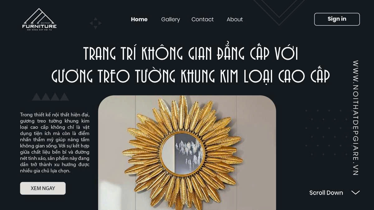 Trang Trí Không Gian Đẳng Cấp Với Gương Treo Tường Khung Kim Loại Cao Cấp