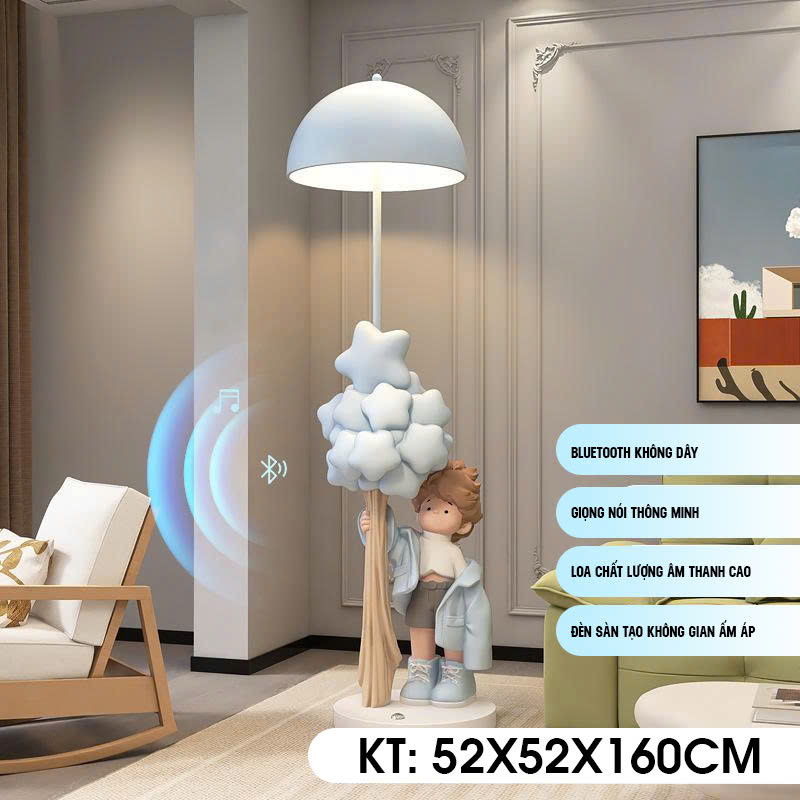 Đèn sàn cậu bé hoạt hình decor trang trí kết hợp bluetooth giọng nói thông minh 019