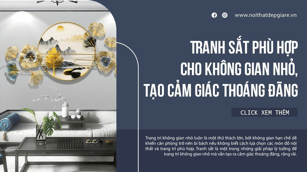 Tranh sắt phù hợp cho không gian nhỏ, tạo cảm giác thoáng đãng