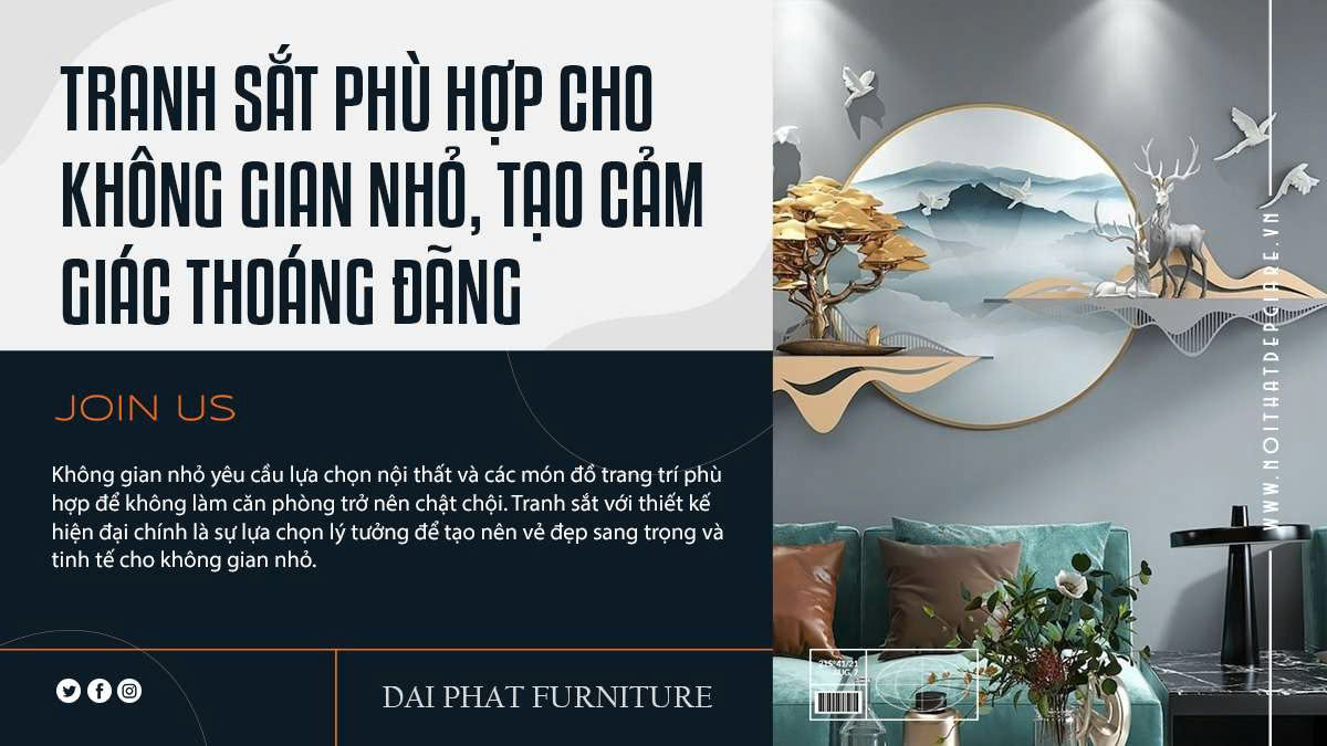 Lựa chọn tranh sắt phù hợp với không gian nhỏ, phong cách hiện đại