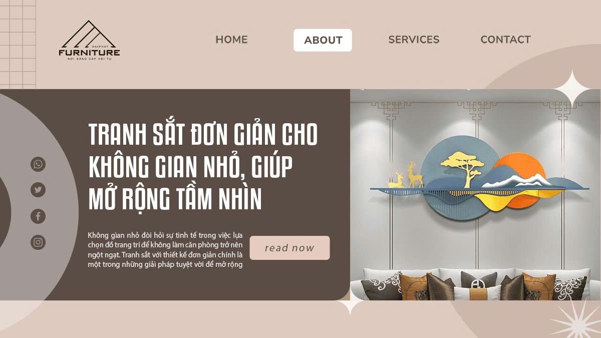 Tranh sắt đơn giản cho không gian nhỏ, giúp mở rộng tầm nhìn