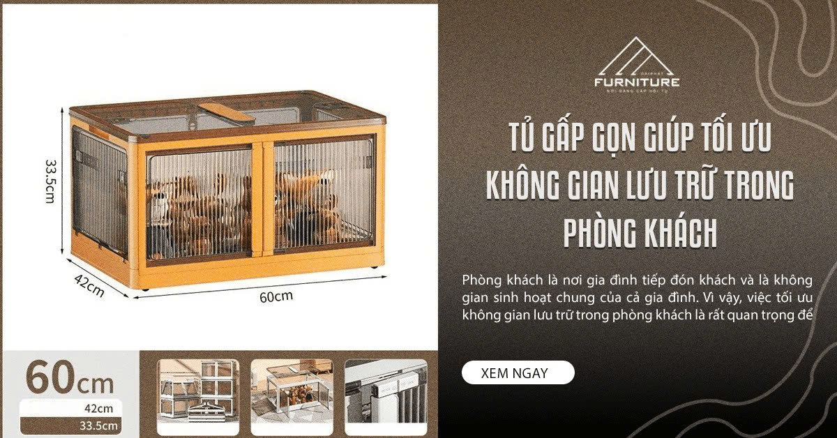 Tủ gấp gọn giúp tối ưu không gian lưu trữ trong phòng khách