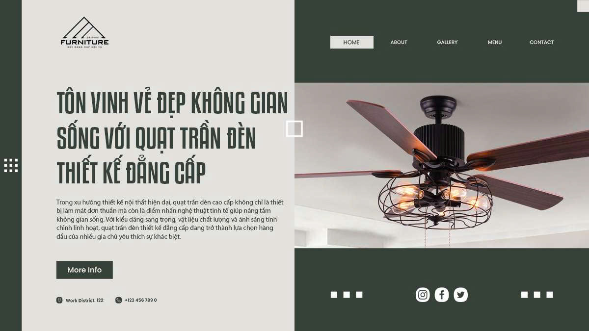 Tôn vinh vẻ đẹp không gian sống với quạt trần đèn thiết kế đẳng cấp
