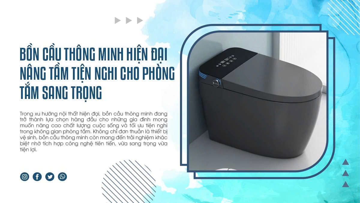 Bồn cầu thông minh hiện đại nâng tầm tiện nghi cho phòng tắm sang trọng