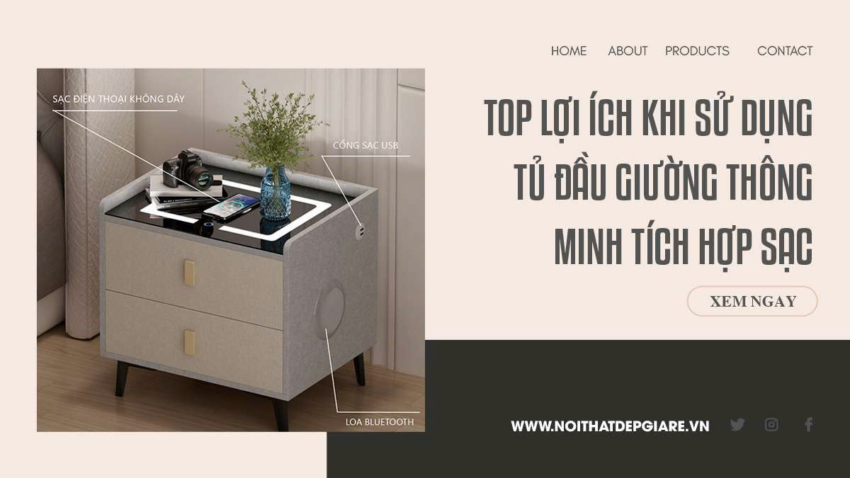 Top lợi ích khi sử dụng tủ đầu giường thông minh tích hợp sạc