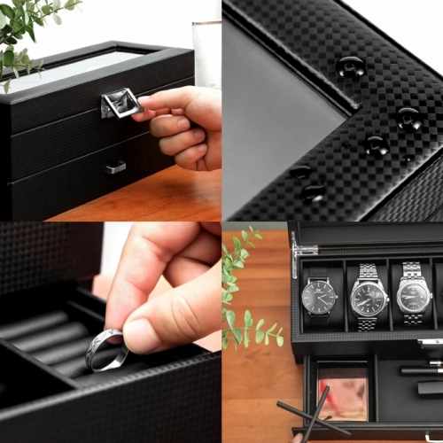 0194 Hộp đựng đồng hồ trang sức 2 tầng 6 ngăn