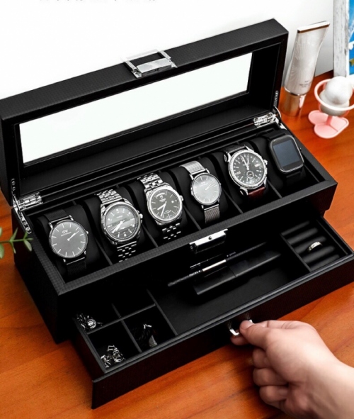 0194 Hộp đựng đồng hồ trang sức 2 tầng 6 ngăn