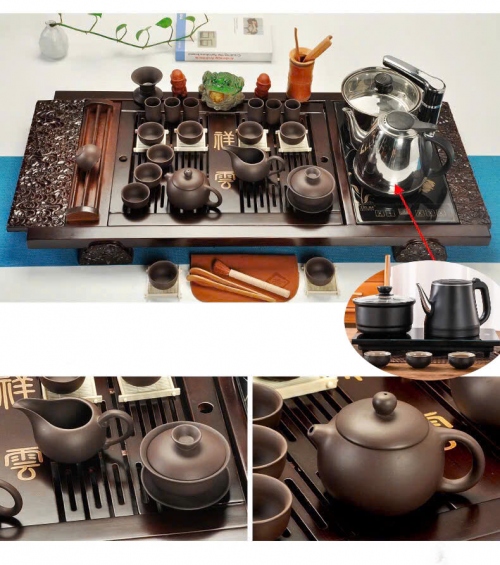Bộ bàn trà gỗ điện đa năng gỗ quý Yixing 0026