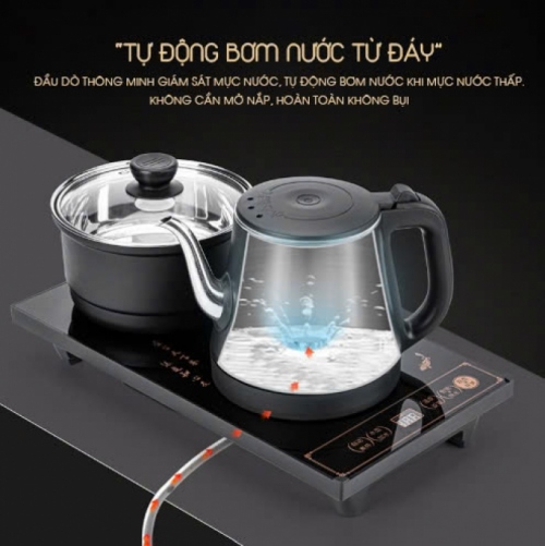 Bộ khay bàn trà điện thông minh phong cách tối giản 0132