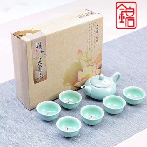 Bộ tách trà sứ Cá Chép 3D cao cấp 0013