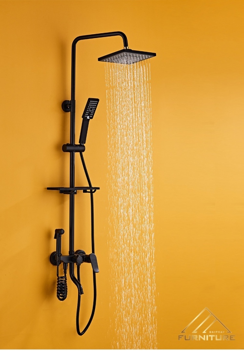 Bộ vòi sen tắm treo tường sơn đen 001