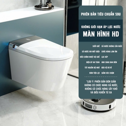 Bồn cầu thông minh hoàn toàn tự động tích hợp âm tường điện nước ẩn 033