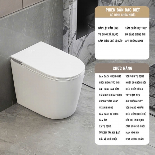 Bồn cầu toilet thông minh mini 58cm diệt khuẩn tối đa 047