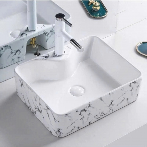 Bồn Lavabo rửa mặt đặt bàn hình vuông họa tiết vân mây Tora Sanitary KT-LB03