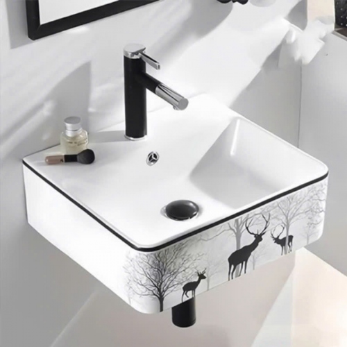 Bồn Lavabo Treo Tường Vuông Họa Tiết Hươu Tora Sanitary KT-LB72