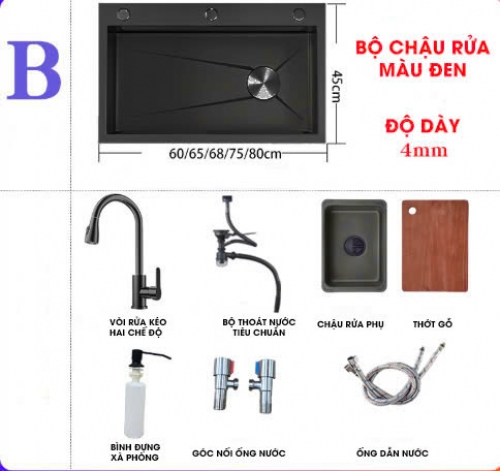 BRC010 - Bồn rửa chén bằng thép không gỉ ba lỗ hình tổ ong