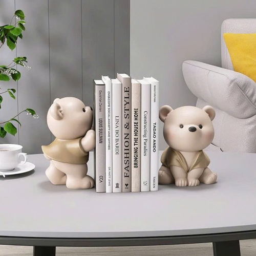 Cặp tượng decor trang trí gấu trắng mặc áo khoác đáng yêu cao cấp 031