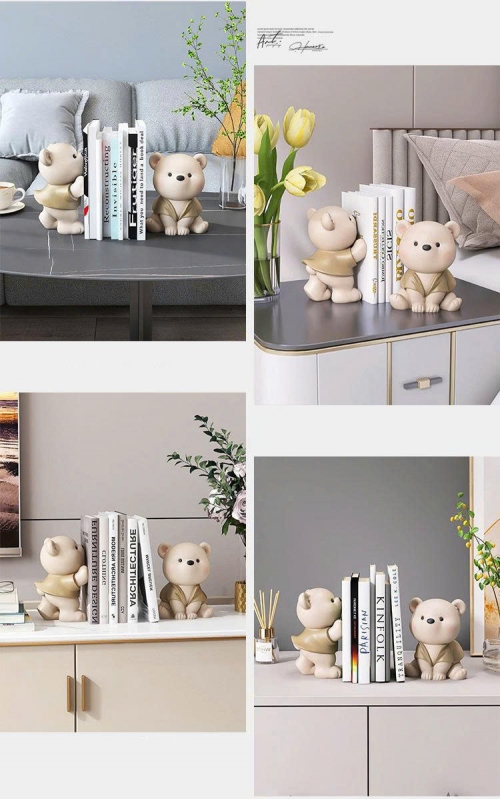Cặp tượng decor trang trí gấu trắng mặc áo khoác đáng yêu cao cấp 031
