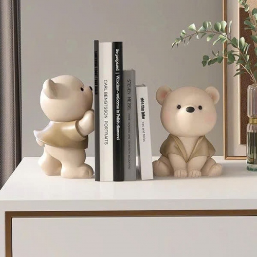 Cặp tượng decor trang trí gấu trắng mặc áo khoác đáng yêu cao cấp 031