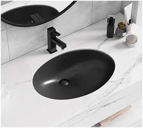 Chậu rửa mặt lavabo âm bàn đủ kích thước bằng gốm đen cao cấp 001